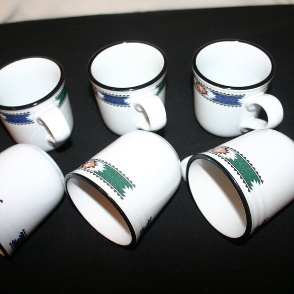 Noritake Stoneware Southwest Style Coffee Mugs Set of 6 'Kachina 8458' B-157 - Picture 4 of 6